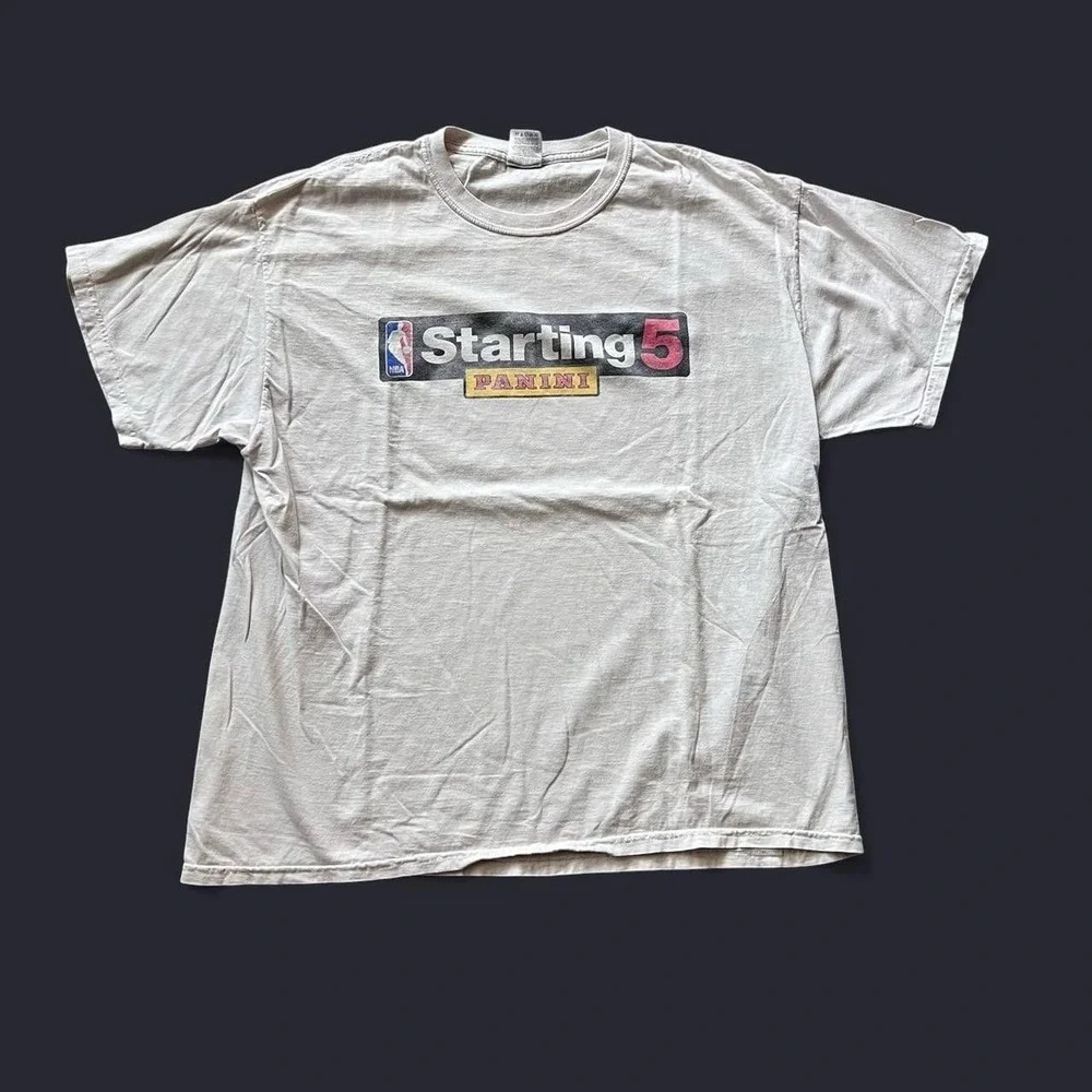 2013-2014 NBA Panini Starting 5 Short Sleeve White T-Shirt Men's Size XL